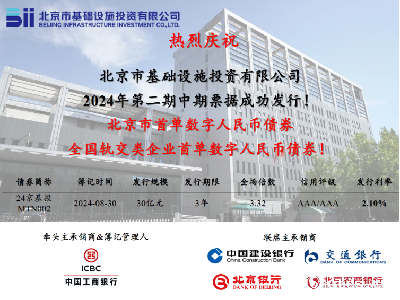 京投公司成功发行北京市首单数字人民币债券